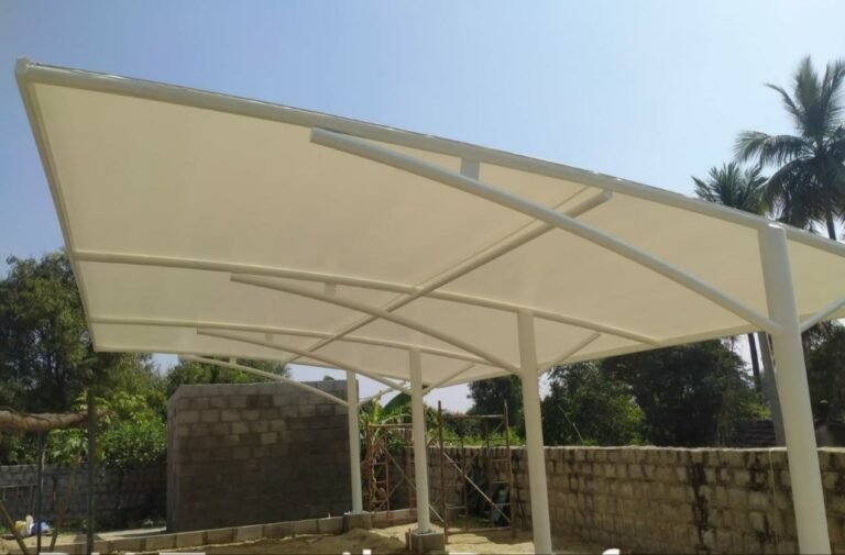 Hasil Pemasangan Kanopi Membrane untuk Area Parkir Sekolah